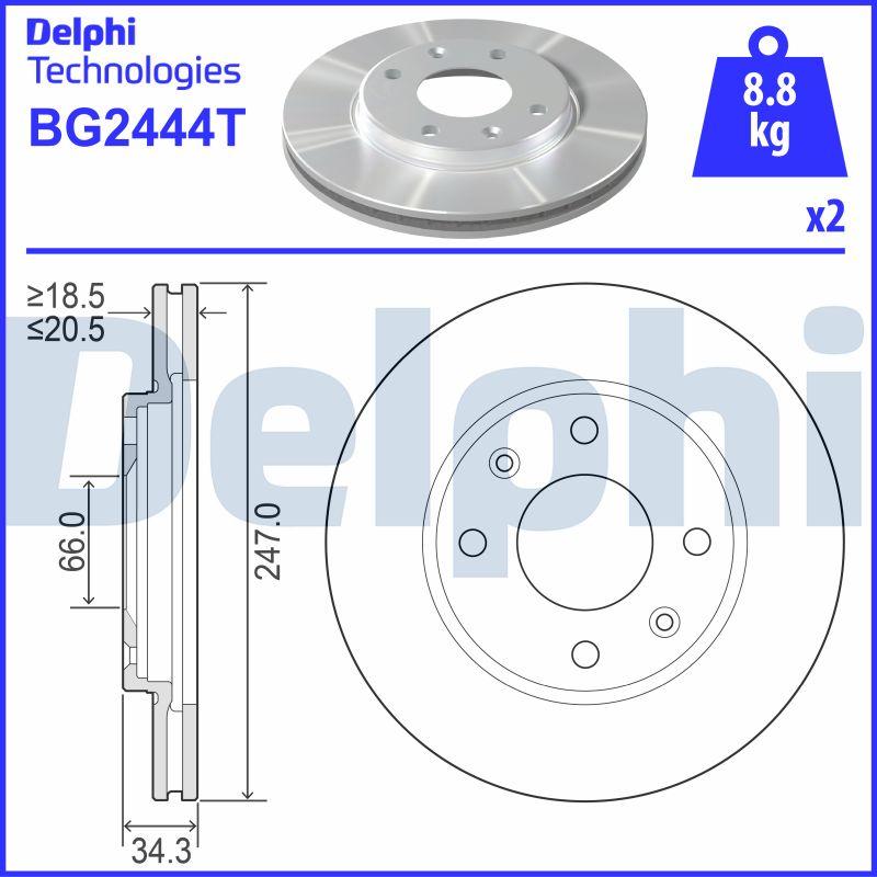 Delphi BG2444T - Bremsscheibe alexcarstop-ersatzteile.com