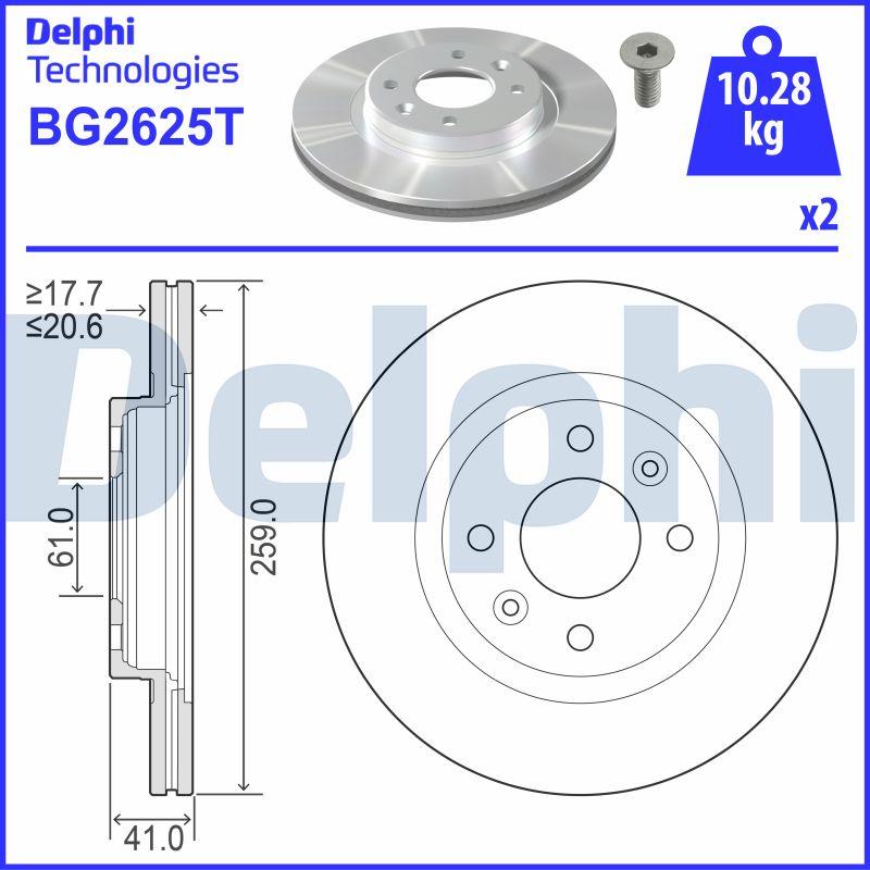 Delphi BG2625T - Bremsscheibe alexcarstop-ersatzteile.com