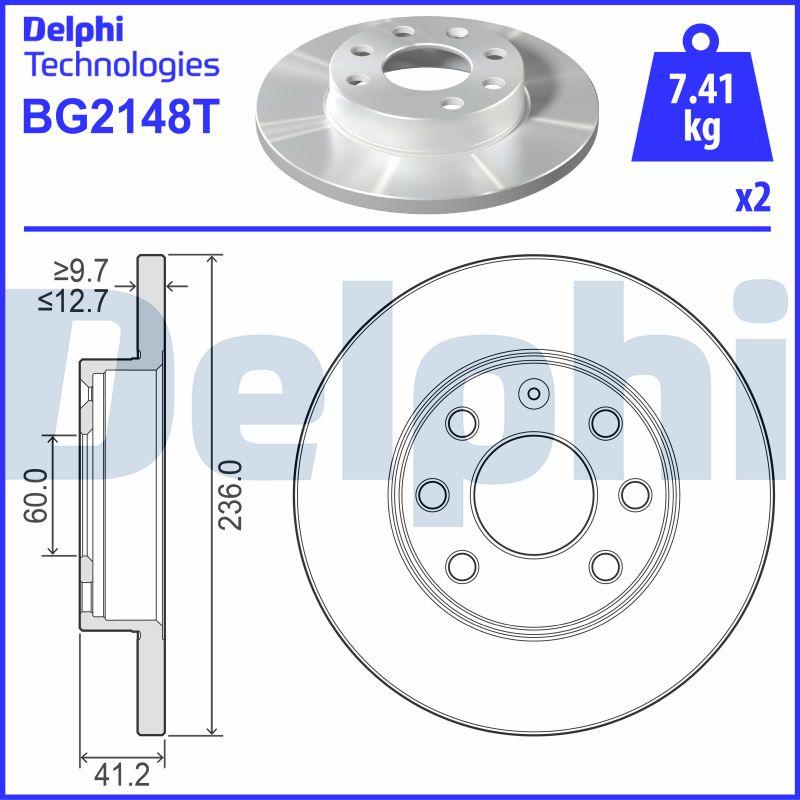 Delphi BG2148T - Bremsscheibe alexcarstop-ersatzteile.com