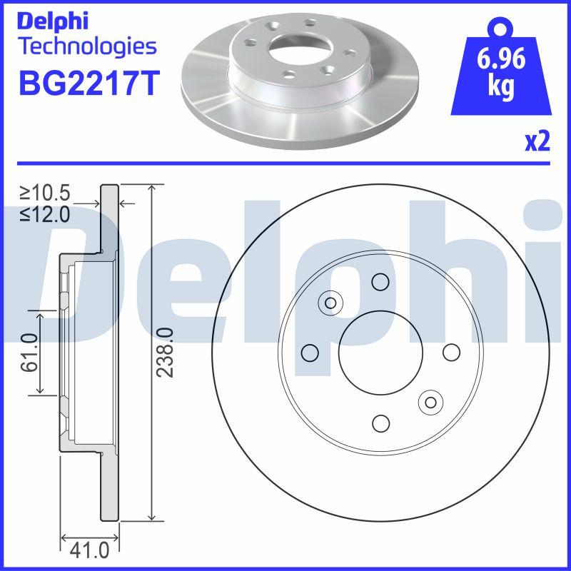 Delphi BG2217T - Bremsscheibe alexcarstop-ersatzteile.com