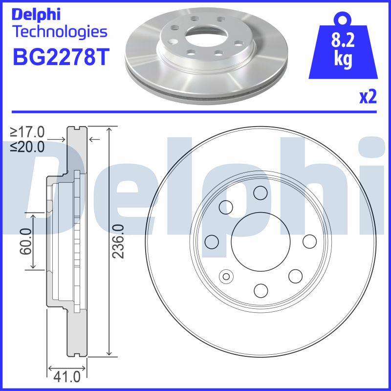 Delphi BG2278T - Bremsscheibe alexcarstop-ersatzteile.com