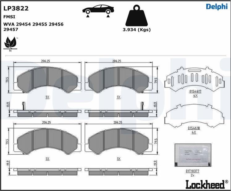 Delphi LP3822 - Bremsbelagsatz, Scheibenbremse alexcarstop-ersatzteile.com