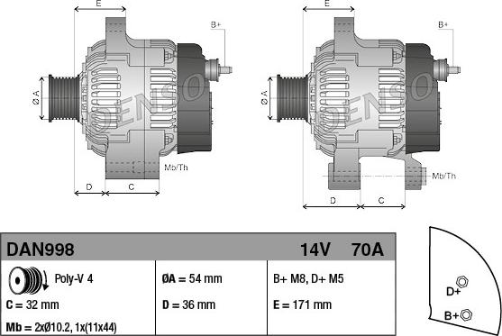 Denso DAN998 - Generator alexcarstop-ersatzteile.com