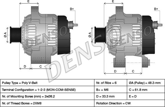 Denso DAN507 - Generator alexcarstop-ersatzteile.com