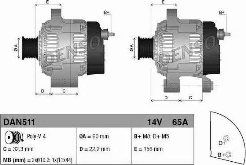 Denso DAN511 - Generator alexcarstop-ersatzteile.com