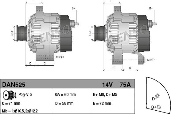 Denso DAN525 - Generator alexcarstop-ersatzteile.com