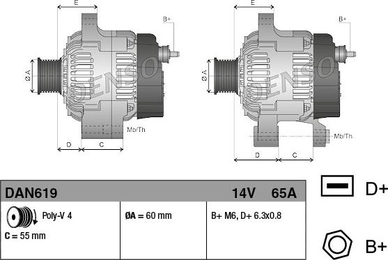 Denso DAN619 - Generator alexcarstop-ersatzteile.com