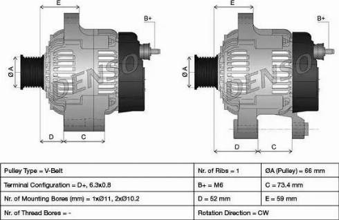 Denso DAN616 - Generator alexcarstop-ersatzteile.com