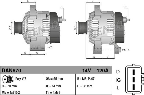 Denso DAN670 - Generator alexcarstop-ersatzteile.com