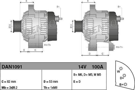 Denso DAN1091 - Generator alexcarstop-ersatzteile.com