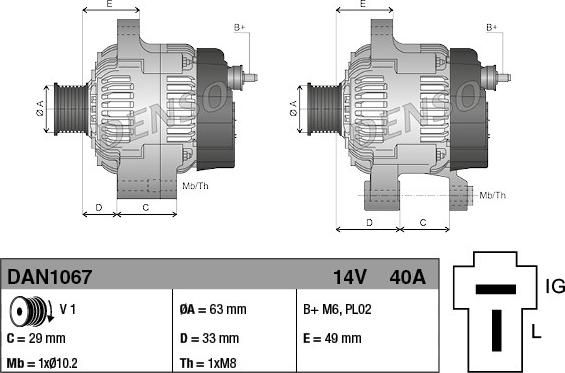 Denso DAN1067 - Generator alexcarstop-ersatzteile.com