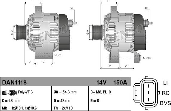 Denso DAN1118 - Generator alexcarstop-ersatzteile.com