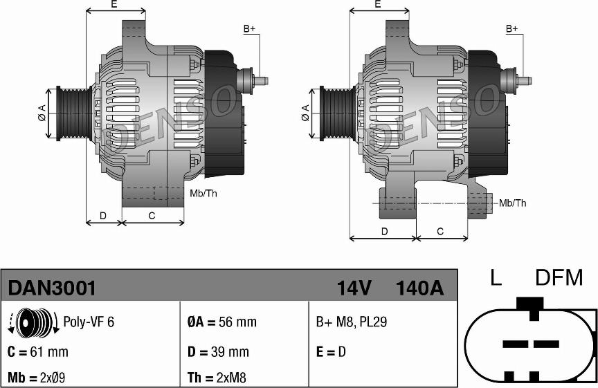 Denso DAN3001 - Generator alexcarstop-ersatzteile.com