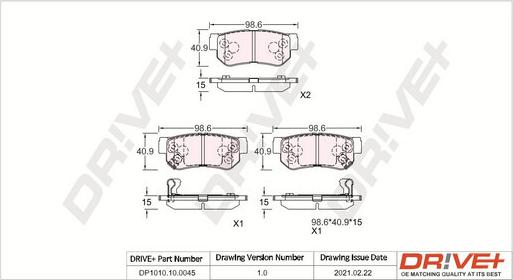 Dr!ve+ DP1010.10.0045 - Bremsbelagsatz, Scheibenbremse alexcarstop-ersatzteile.com