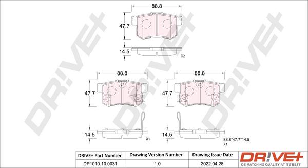 Dr!ve+ DP1010.10.0031 - Bremsbelagsatz, Scheibenbremse alexcarstop-ersatzteile.com