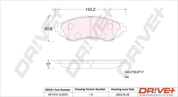 Dr!ve+ DP1010.10.0072 - Bremsbelagsatz, Scheibenbremse alexcarstop-ersatzteile.com