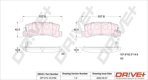 Dr!ve+ DP1010.10.0190 - Bremsbelagsatz, Scheibenbremse alexcarstop-ersatzteile.com