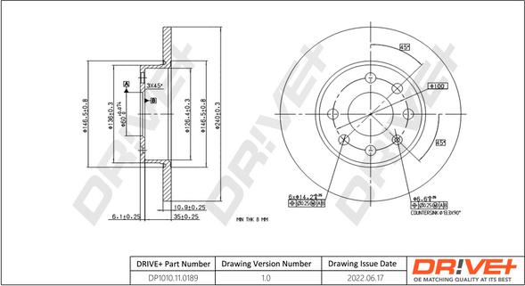 Dr!ve+ DP1010.11.0189 - Bremsscheibe alexcarstop-ersatzteile.com