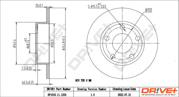 Dr!ve+ DP1010.11.1254 - Bremsscheibe alexcarstop-ersatzteile.com