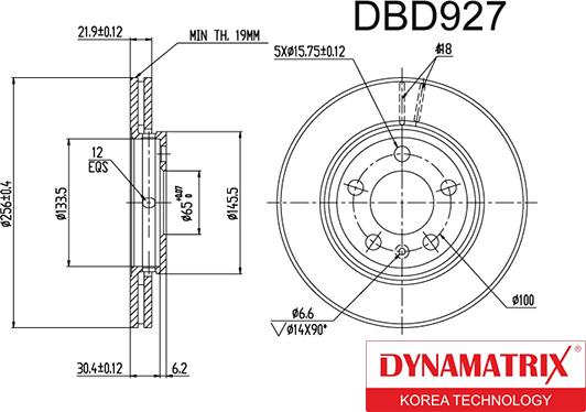 Dynamatrix DBD927 - Bremsscheibe alexcarstop-ersatzteile.com