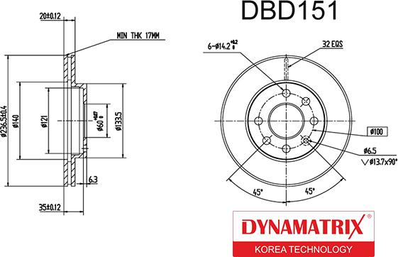 Dynamatrix DBD151 - Bremsscheibe alexcarstop-ersatzteile.com