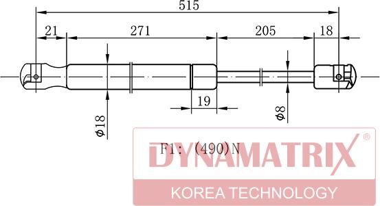 Dynamatrix DGS1517RK - Gasfeder, Koffer / Laderaum alexcarstop-ersatzteile.com