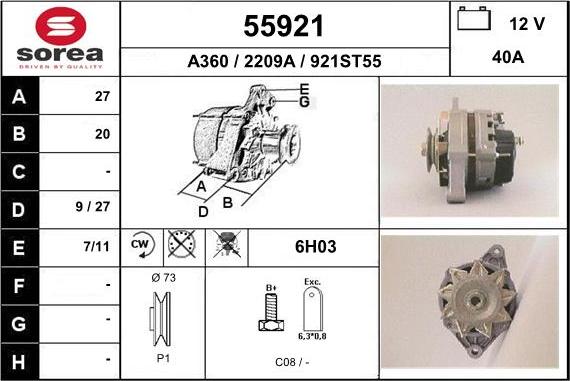 EAI 55921 - Generator alexcarstop-ersatzteile.com