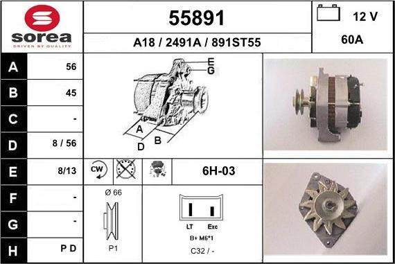 EAI 55891 - Generator alexcarstop-ersatzteile.com