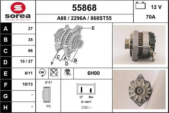 EAI 55868 - Generator alexcarstop-ersatzteile.com