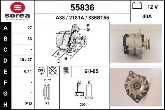 EAI 55836 - Generator alexcarstop-ersatzteile.com