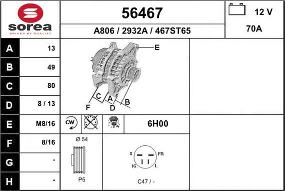 EAI 56467 - Generator alexcarstop-ersatzteile.com