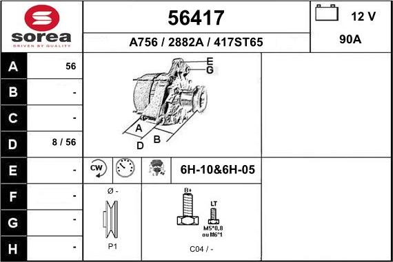 EAI 56417 - Generator alexcarstop-ersatzteile.com