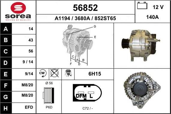 EAI 56852 - Generator alexcarstop-ersatzteile.com