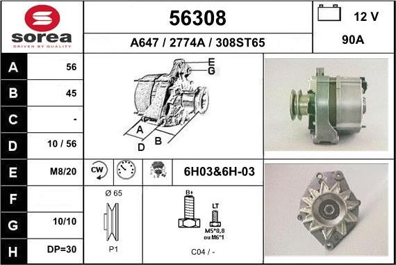 EAI 56308 - Generator alexcarstop-ersatzteile.com