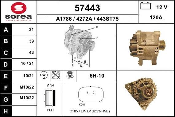 EAI 57443 - Generator alexcarstop-ersatzteile.com