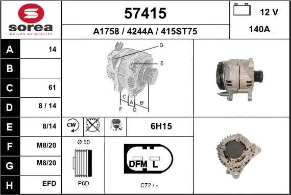 EAI 57415 - Generator alexcarstop-ersatzteile.com