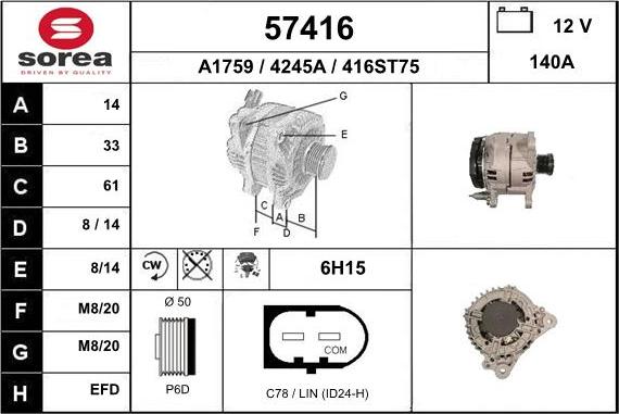 EAI 57416 - Generator alexcarstop-ersatzteile.com