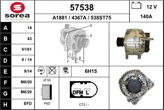 EAI 57538 - Generator alexcarstop-ersatzteile.com