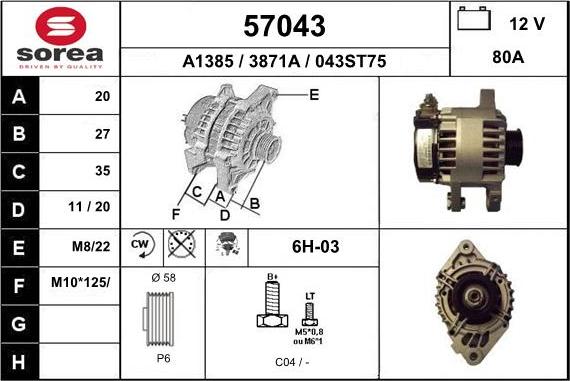 EAI 57043 - Generator alexcarstop-ersatzteile.com