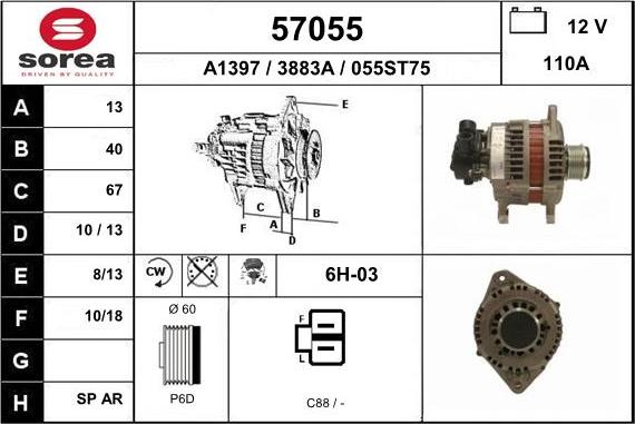 EAI 57055 - Generator alexcarstop-ersatzteile.com