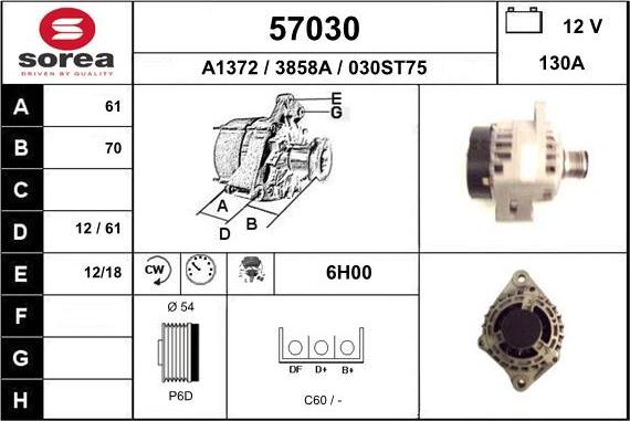 EAI 57030 - Generator alexcarstop-ersatzteile.com