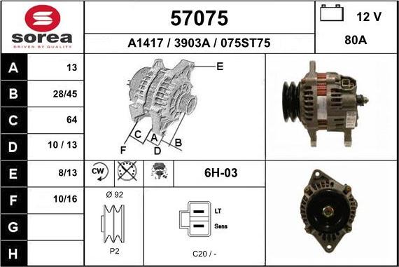 EAI 57075 - Generator alexcarstop-ersatzteile.com