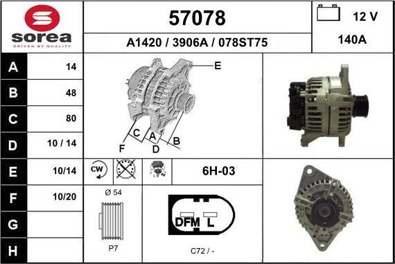 EAI 57078 - Generator alexcarstop-ersatzteile.com