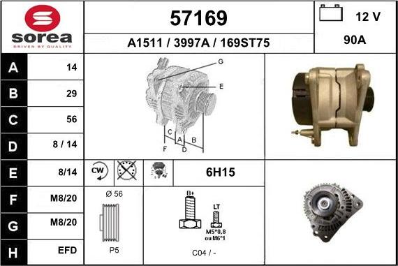 EAI 57169 - Generator alexcarstop-ersatzteile.com