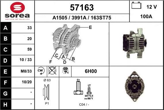 EAI 57163 - Generator alexcarstop-ersatzteile.com