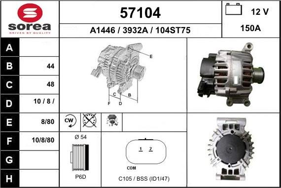 EAI 57104 - Generator alexcarstop-ersatzteile.com