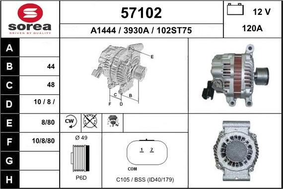 EAI 57102 - Generator alexcarstop-ersatzteile.com