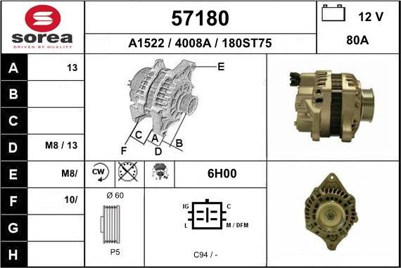 EAI 57180 - Generator alexcarstop-ersatzteile.com