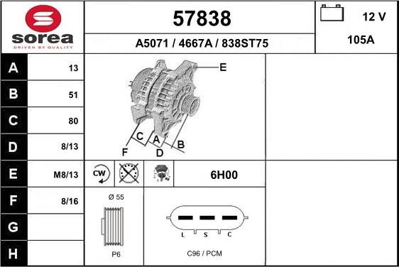 EAI 57838 - Generator alexcarstop-ersatzteile.com