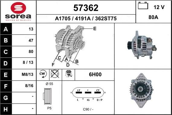 EAI 57362 - Generator alexcarstop-ersatzteile.com